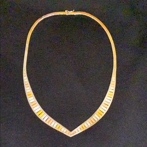 3-Tone 925 Sterling Necklace Italy Reversible 16in